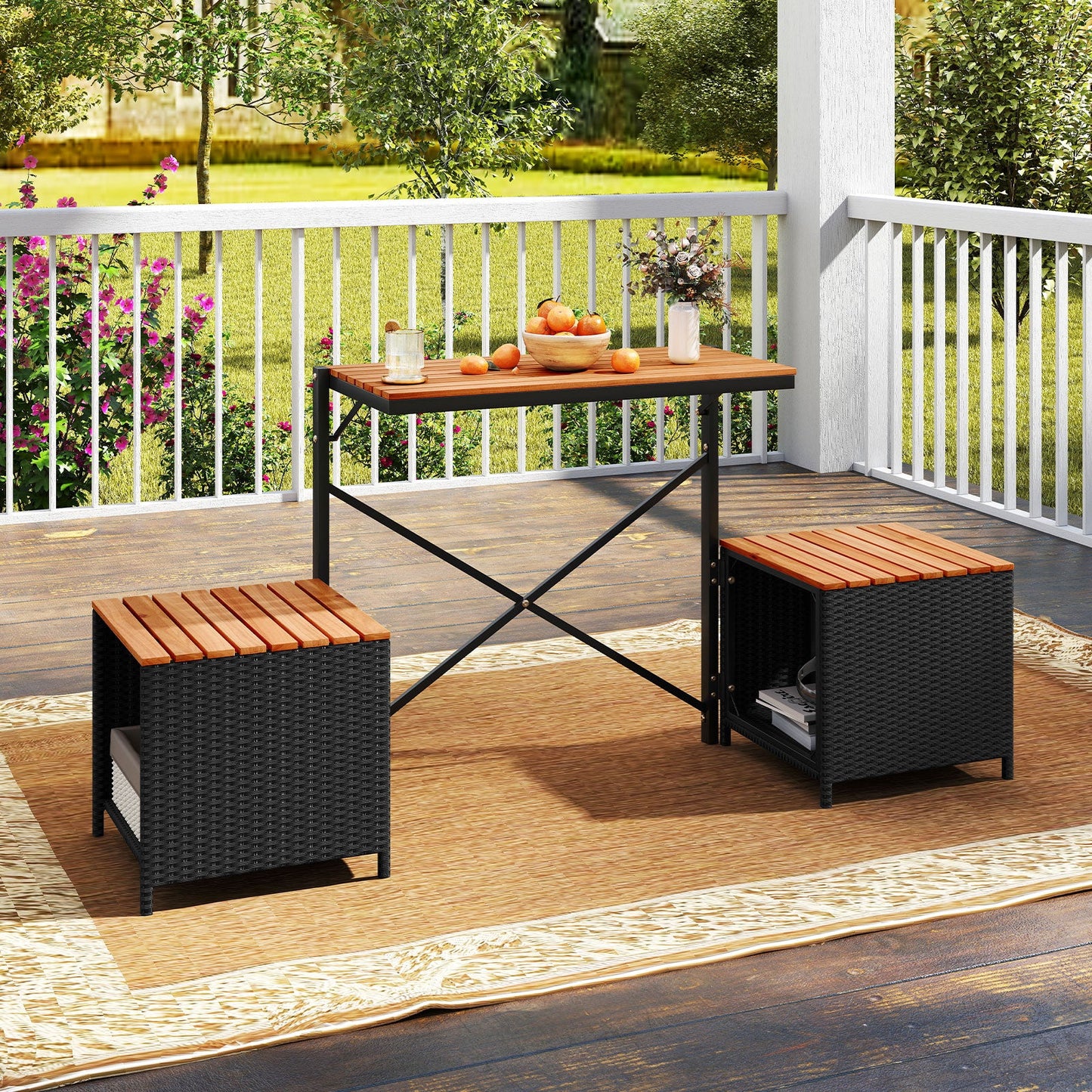 2-in-1 Transforming Picnic Table and Chairs Set
