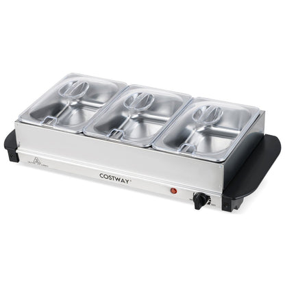 2 in 1 Electric Buffet Server Food Warmer with 3 x 1.4L Removable Trays