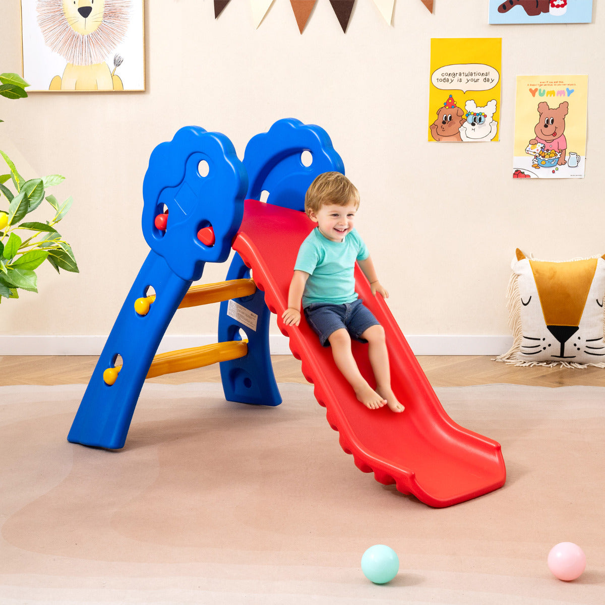 2 in 1 Toddler Slide for Indoor and Outdoor Playground