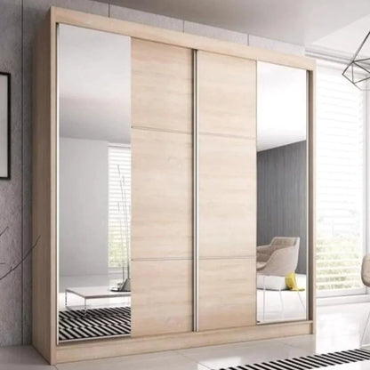 Malta-36 Sliding Mirror Door Wardrobe 233cm - Oak Sanoma