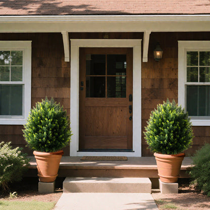 2 Pack 61cm Artificial Cypress Topiary Ball Tree Set with Ground Spike-Green