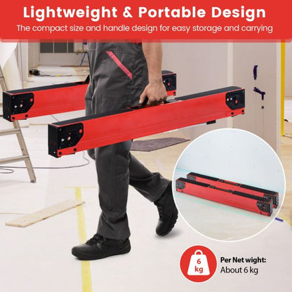 2 Pack Saw Horses with Folding Design  Non-slip Pads and Surface-Red