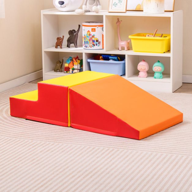 2-Piece Step and Slide Climber for Infants and Toddlers-Orange