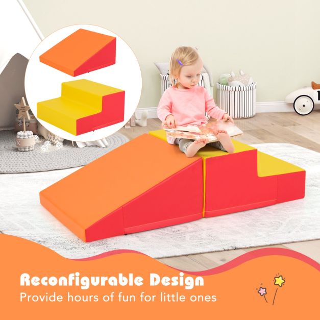 2-Piece Step and Slide Climber for Infants and Toddlers-Orange