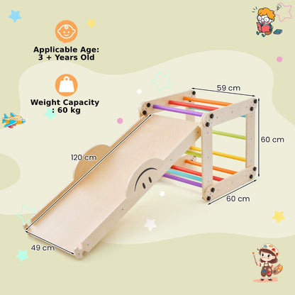 2-Piece Wooden Montessori Climbing Toys with DIY Climber and Seesaw