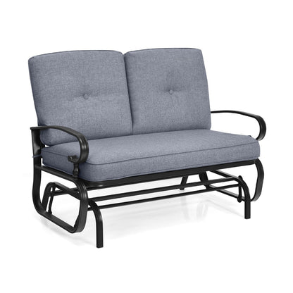 2-Person Patio Glider Chair with Cushions-Grey