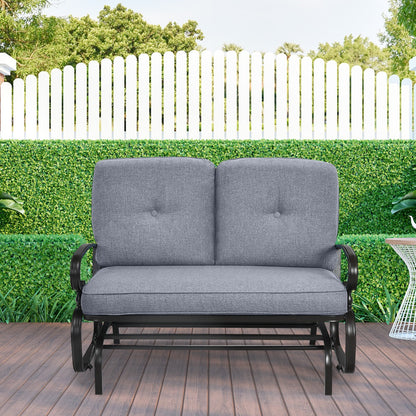 2-Person Patio Glider Chair with Cushions-Grey