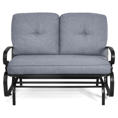 2-Person Patio Glider Chair with Cushions-Grey