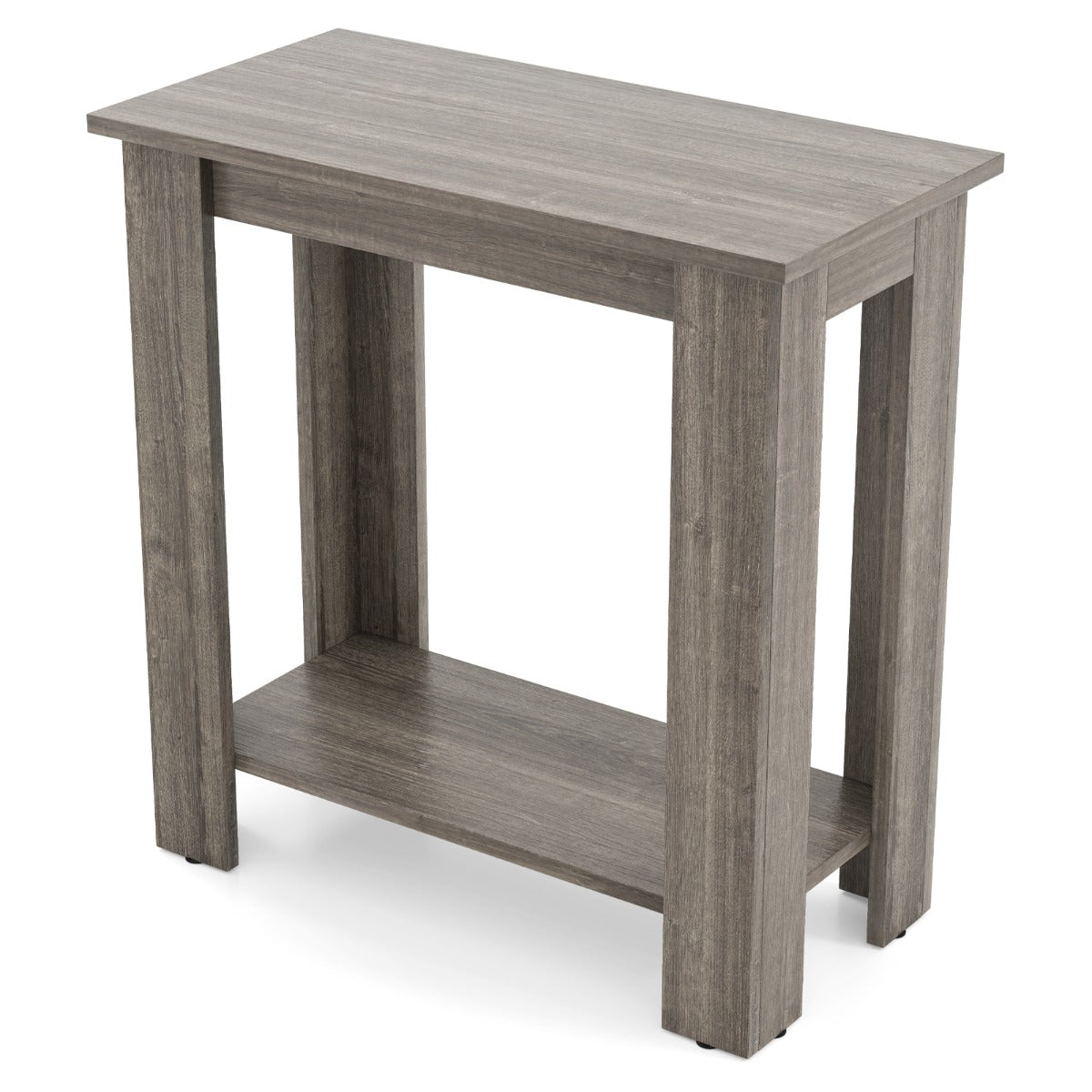2-Tier End Table with Storage Shelf for Small Spaces-Grey