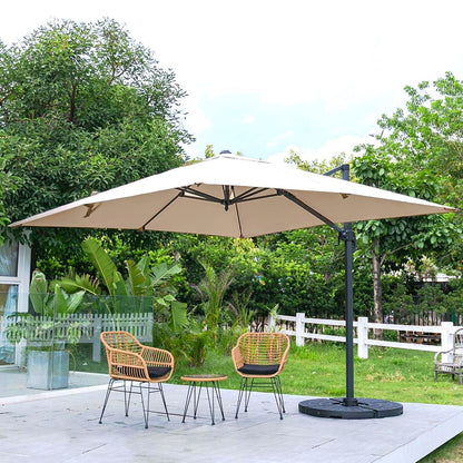 Taupe 3 x 3 m Square Cantilever Parasol Outdoor Hanging Umbrella for Garden and Patio