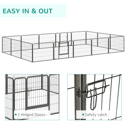 PawHut 16 Panels Heavy Duty Puppy Playpen, for Small Dogs, Indoor and Outdoor Use - Grey