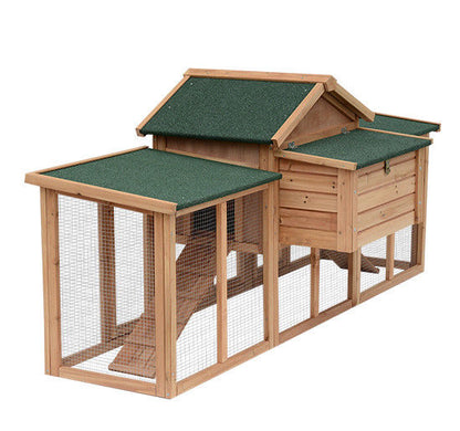 PawHut Wooden Chicken Coop Backyard Hen Cage House Poultry w/ Nesting Box Run