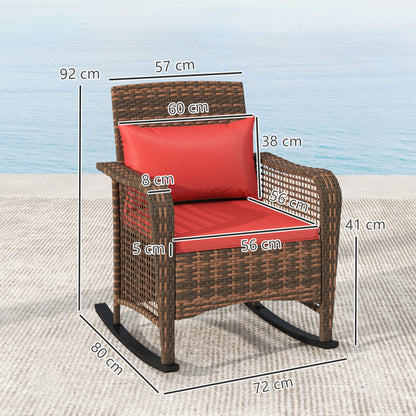 Outsunny Rattan Rocking Chair - Red
