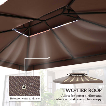 Outsunny 3x4m Gazebo Replacement Roof Canopy 2 Tier Top UV Cover Garden Patio Outdoor Sun Awning Shelters, Brown (TOP COVER ONLY)