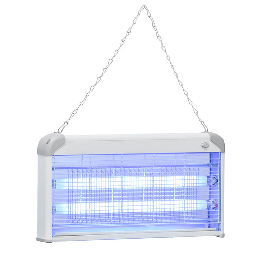 Outsunny Wiszący na ścianie Zapper na owady, 30 W Elektryczny Zapper na muchy i komary, Zasięg 60√£≈Ω¬° Zabójca owadów, Do użytku wewnątrz i na zewnątrz, Szary