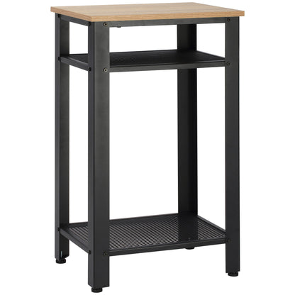 HOMCOM Tall Side Table with 3 Layer 2 Shelves Storage Display Industrial-Style Metal Frame Bedside End Table Nightstand for Living Room Bedroom Lounge