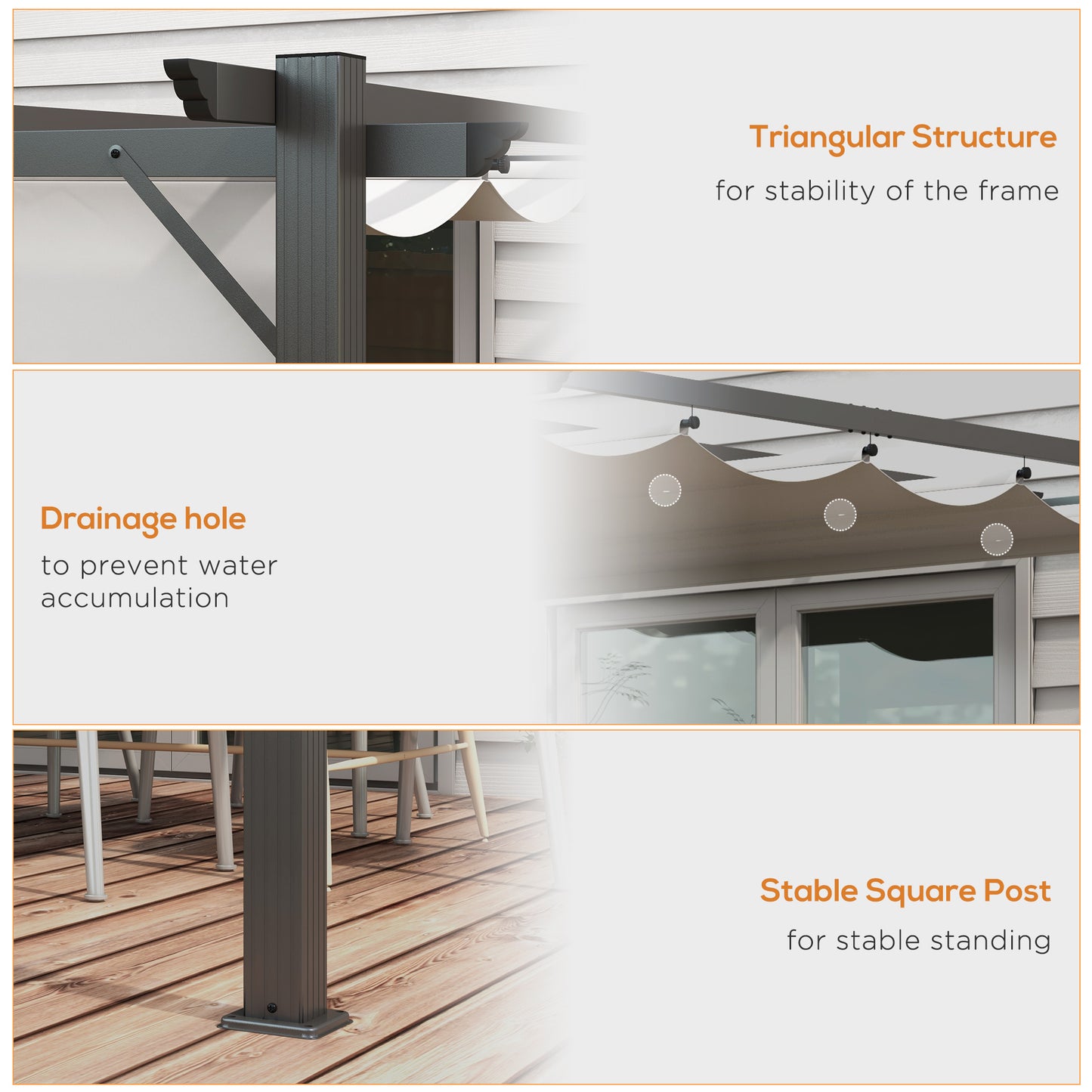 Outsunny 3 x 3(m) aluminiowa pergola markiza altana zewnętrzna osłona przeciwsłoneczna namiot imprezowy grill, jasnoszary