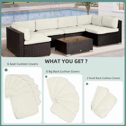 Outsunny Replacement Cushion Covers for Garden Sofa Set, Garden Rattan Sofa Cushion Polyester Cover Replacement Outdoor - No Cushion Included, Cream