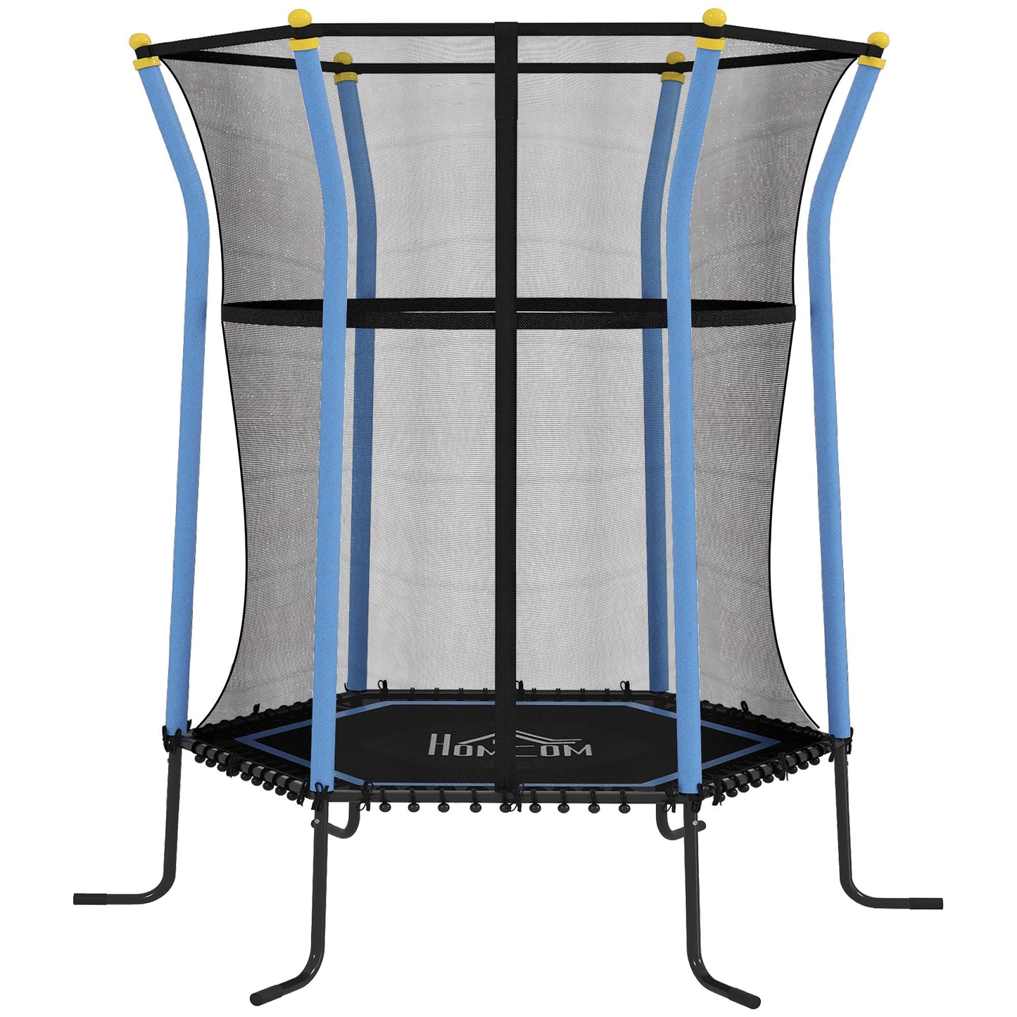 HOMCOM Dziecięca trampolina Mini Bouncer z siatką zabezpieczającą dla dzieci w wieku od 3 do 10 lat - niebieska