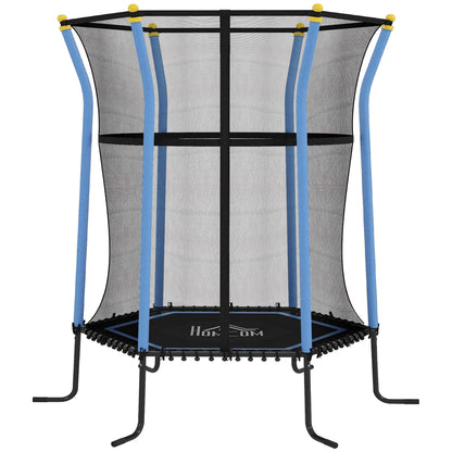 HOMCOM Dziecięca trampolina Mini Bouncer z siatką zabezpieczającą dla dzieci w wieku od 3 do 10 lat - niebieska