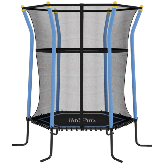 HOMCOM Dziecięca trampolina Mini Bouncer z siatką zabezpieczającą dla dzieci w wieku od 3 do 10 lat - niebieska
