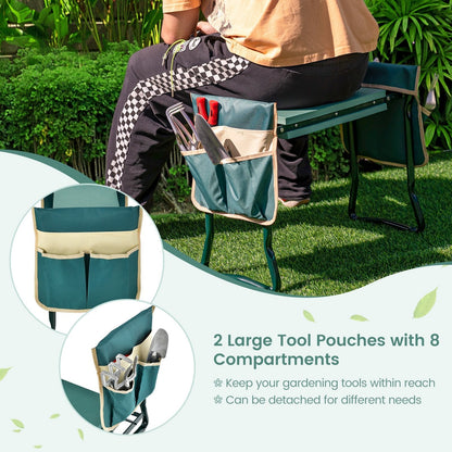 2-in-1 Foldable Garden Kneeler and Seat with Tool Pouches