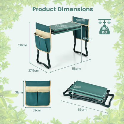 2-in-1 Foldable Garden Kneeler and Seat with Tool Pouches