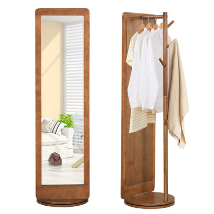 2-in-1 Rotating Coat Stand with Full Length Mirror