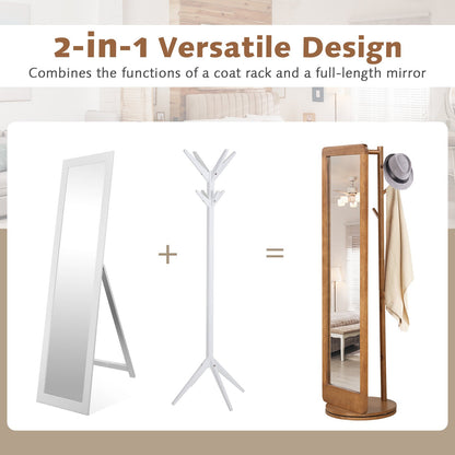 2-in-1 Rotating Coat Stand with Full Length Mirror