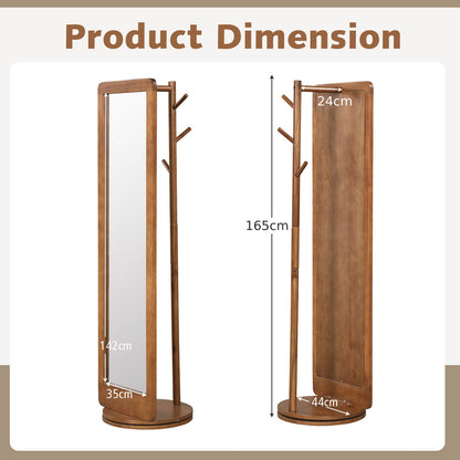 2-in-1 Rotating Coat Stand with Full Length Mirror
