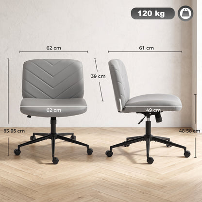 HOMCOM Home Office Desk Chair Height Adjustable Swivel Chair Cross Legged Wide Seat Swivel Wheels Grey