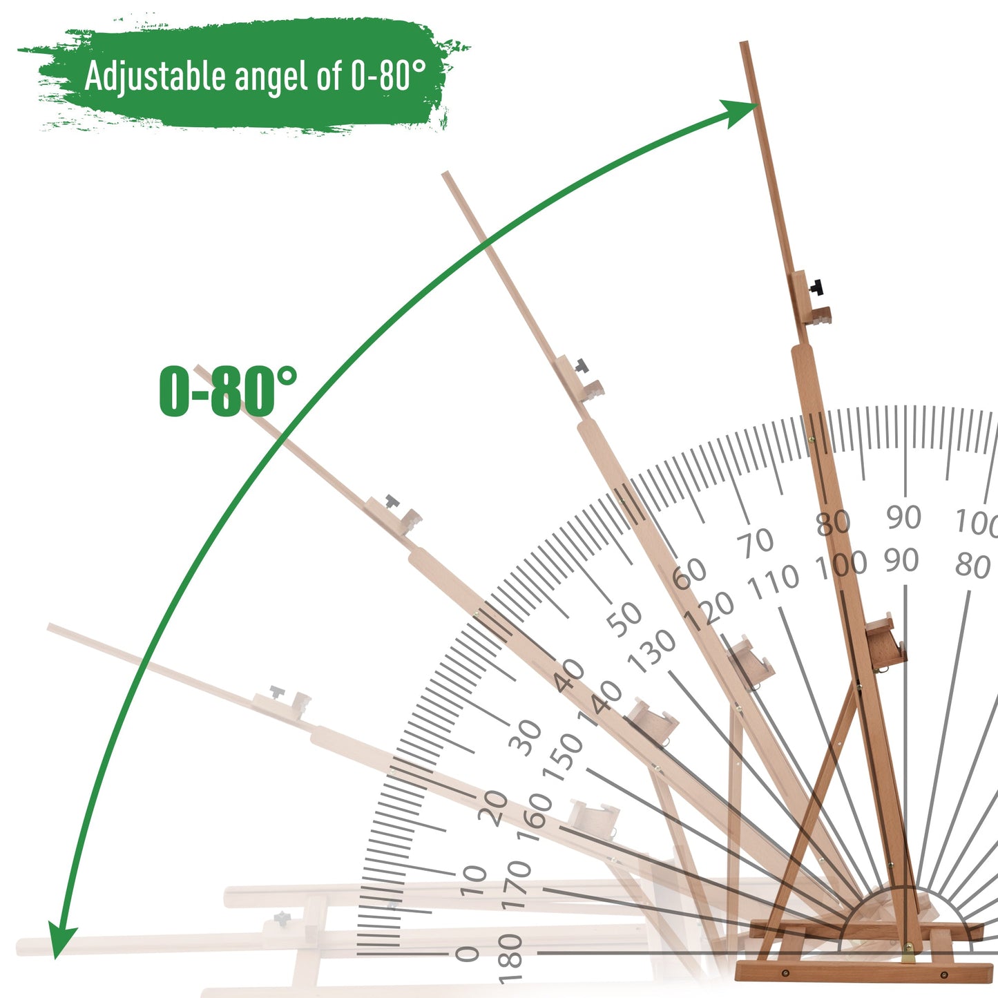 Vinsetto Wooden Easel Stand H-Frame Artist Easel with 171-230cm Adjustable Height and 0-80¡ Working Angles Beech Wood Art Easel for Displaying Painting Wedding Sign Nature Wood Finish