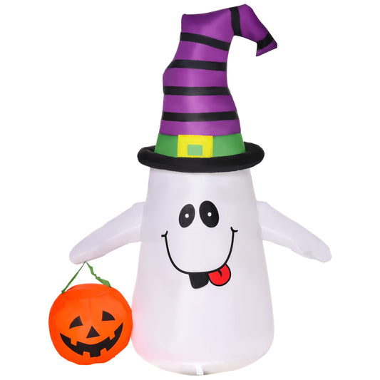 HOMCOM 1,2 m Duch czarownicy Halloween nadmuchiwana dekoracja z diodami LED Akcesoria wentylatora Latarnia z dyni Dzieci Dorosła zabawa Odporna na warunki atmosferyczne Wewnątrz Na zewnątrz Sezonowa