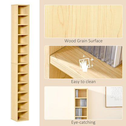 HOMCOM 204 CD Tall Narrow Media Storage Tower - Oak Tone