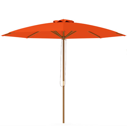 Outsunny 3m Wood Pole Parasol Umbrella - Orange