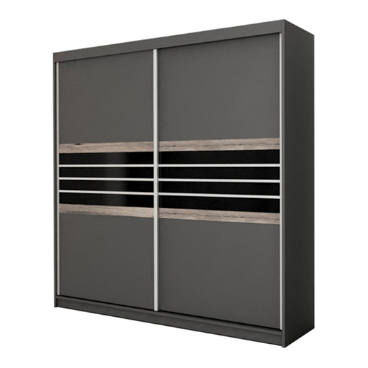 DOVER 203cm Sliding Door Wardrobe Lava / Black Glass