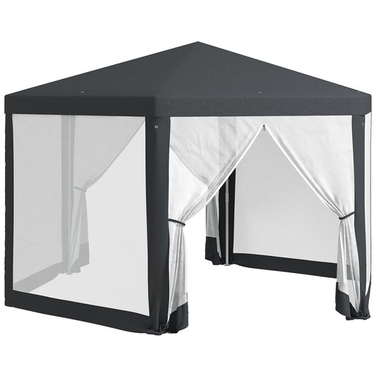Outsunny 4M Hexagon Gazebo, Siatkowy namiot imprezowy, zadaszenie tarasu, zewnętrzne schronienie na imprezy, odporne na cień, ciemnoszary