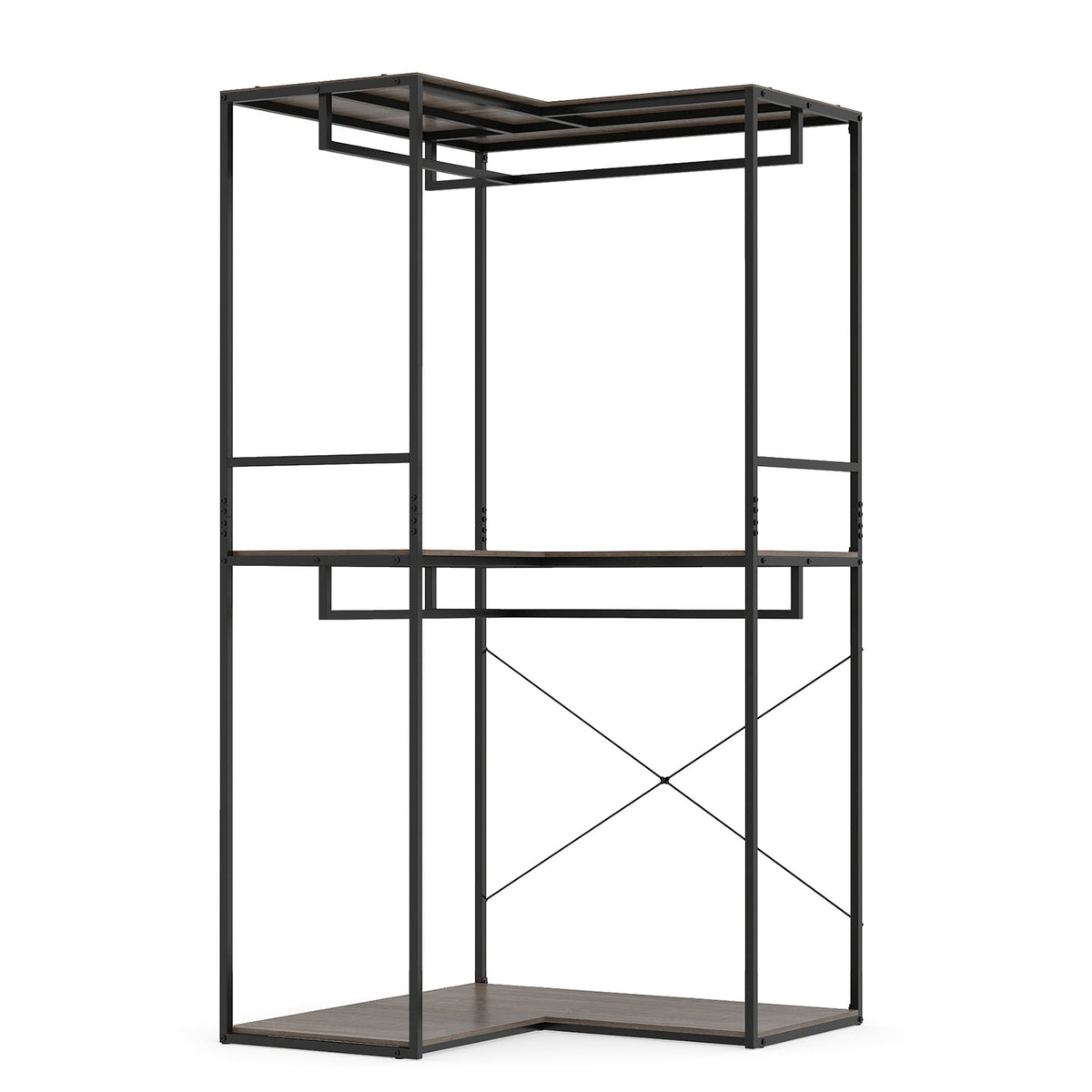 2M L-shaped Coat Rack Unit in Grey