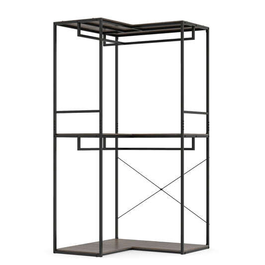 2M L-shaped Coat Rack Unit in Grey