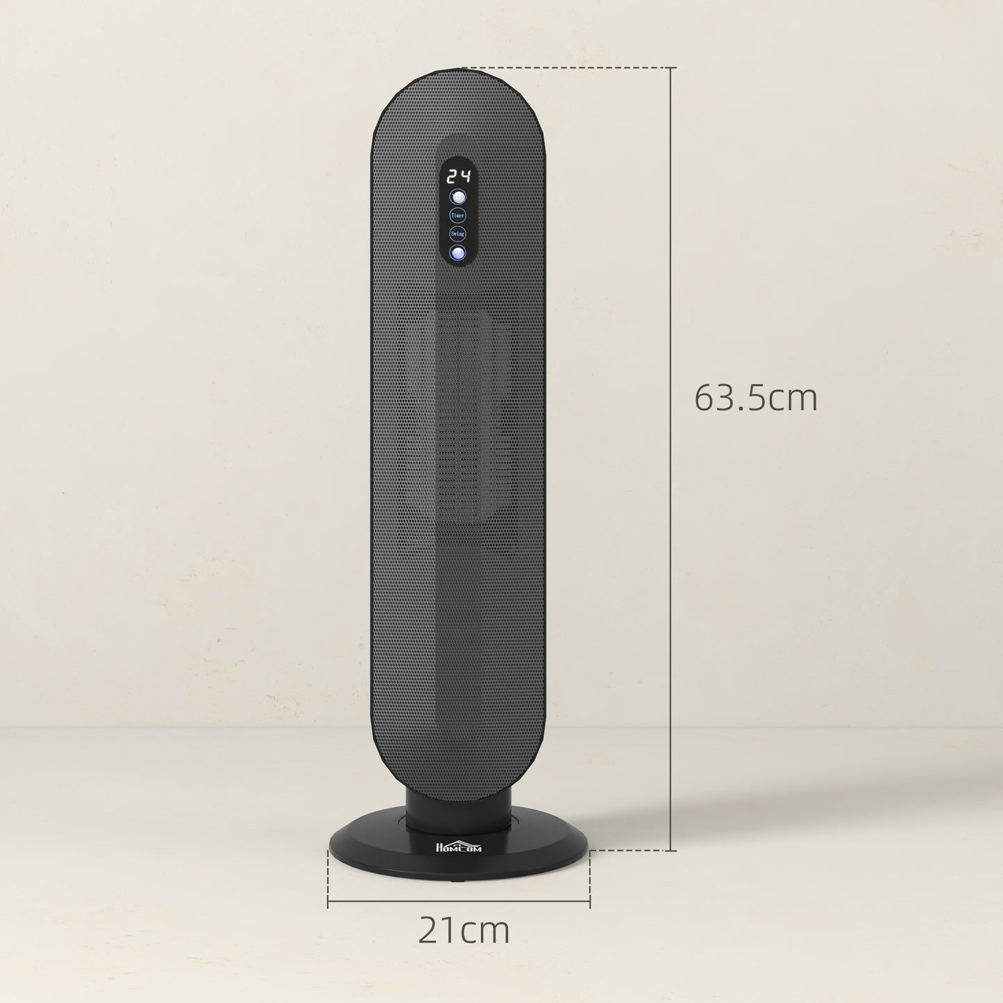 HOMCOM 45Â° Oscillating Ceramic Space Heater, with Remote - Black
