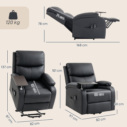HOMCOM Riser Recliner Chair with Massage and Heat, Electric Lift Recliner Armchair for Elderly, with Side Table, Black