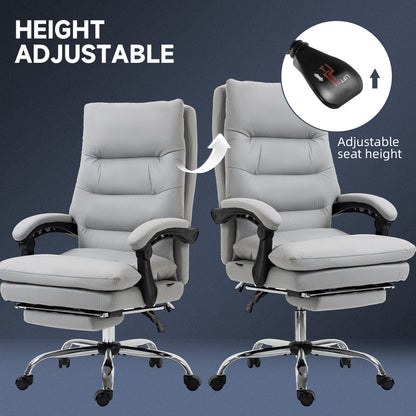 Vinsetto Office Chair with Footrest, Double Padding Ergonomic Desk Chair with 6-Point Vibration Massage and Back Heating, Microfibre Fabric with 135  Reclining Back, Grey