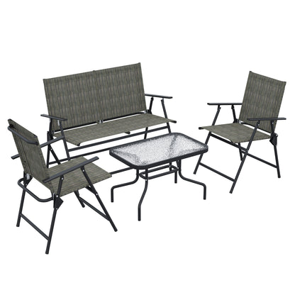 Outsunny Four-Piece Metal Garden Sofa Set - Mixed Brown