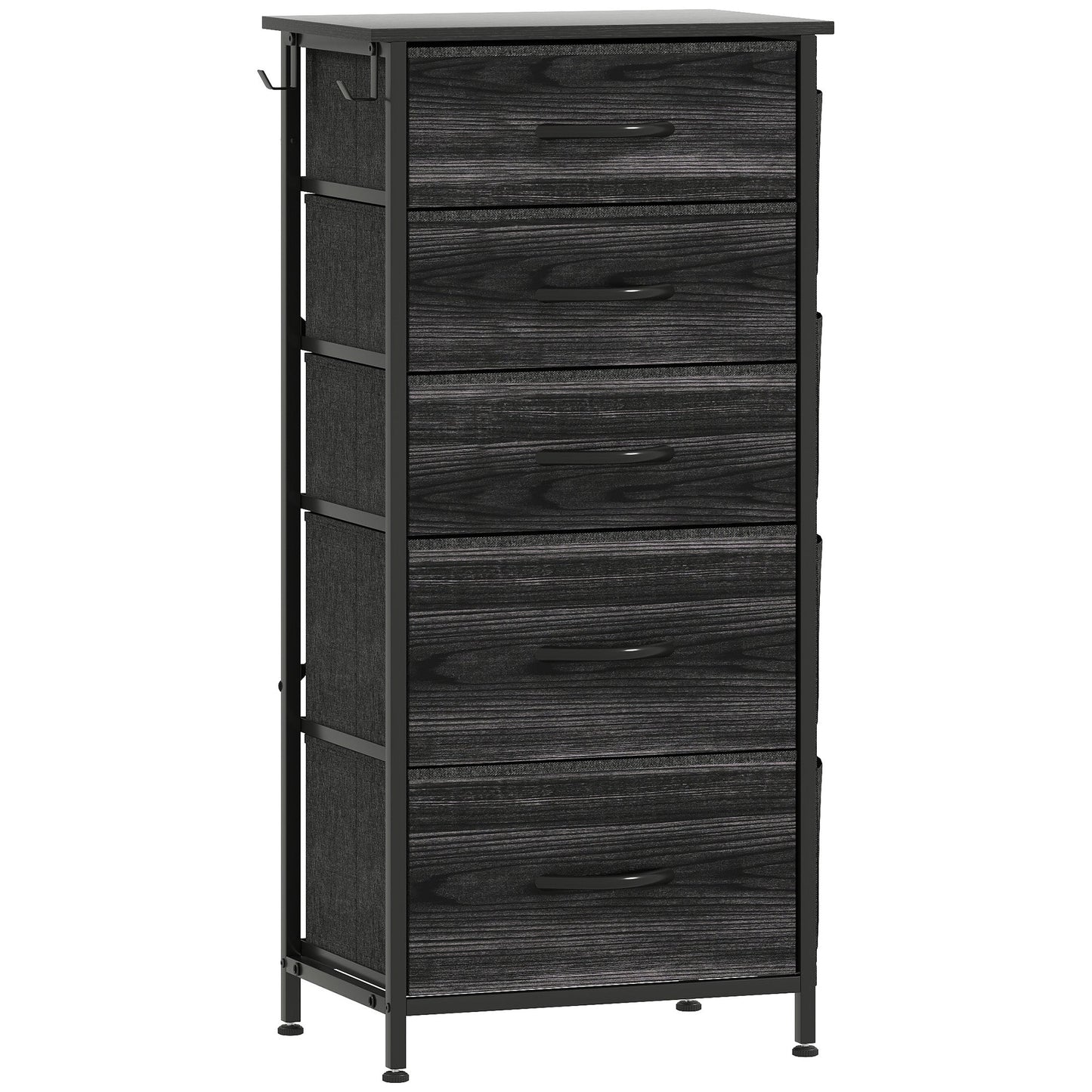 HOMCOM Chest of Five Fabric Drawers - Black