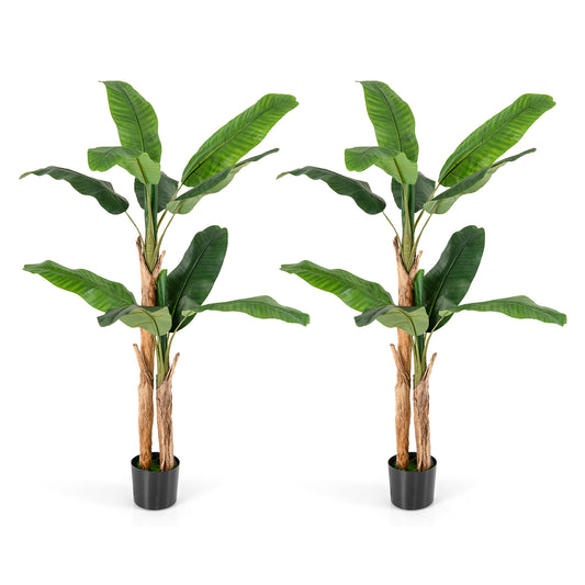 2 Pack 165cm Tall Artificial Banana Tree with 10 Large Leaves
