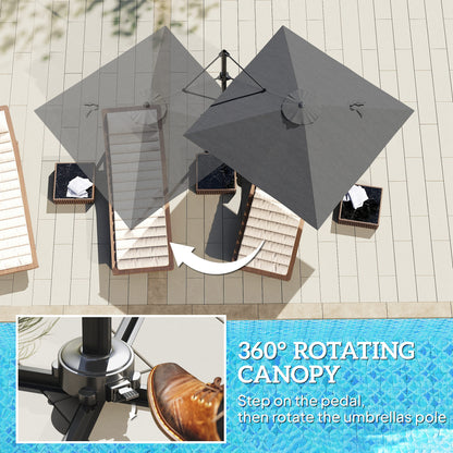 Outsunny Patio Offset Parasol Umbrella with UV Resistant, Cross Base Included, Weights Required - Dark Grey