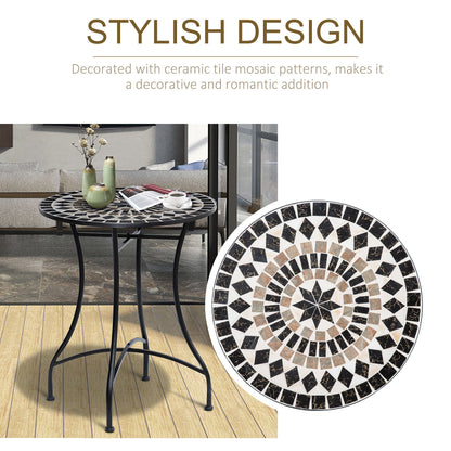 Outsunny 60cm Mosaic Outdoor Patio Table - Black