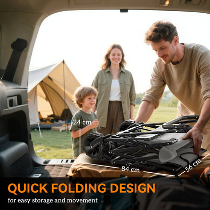 Outsunny Folding Trolley Cart Storage Wagon Beach Trailer 4 Wheels with Handle Overhead Canopy Cart Push Pull for Camping, Grey