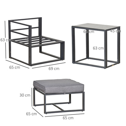 Zestaw mebli ogrodowych Outsunny z 5 aluminiowymi sofami i funkcją konwersacji, 2 sofy, 2 podnóżki, stolik kawowy z poduszkami