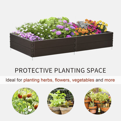 Outsunny 63.5 cm x 2.5 cm x 20 cm Raise Garden Bed Kit, HDPE 6 Panels DIY Planter Box Above Ground for Flowers/Herb/Vegetables Outdoor Garden Backyard Flower Pot with Easy Assembly, Brown